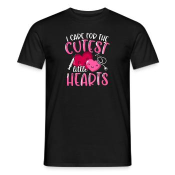I Care For The Cutest Little Hearts - Men's T-Shirt - black - Front - AI Model Male 178 light (178cm)