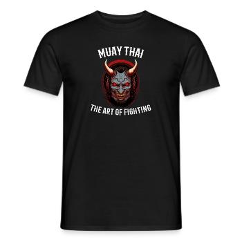 Muay Thai Oni - Thailändisches Boxen Dämonenkunst - Männer T-Shirt - Schwarz - Vorne - AI Model Male 178 light (178cm)
