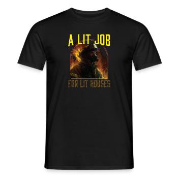 Un travail éclairé pour les pompiers de maisons éclairées - T-shirt homme - noir - Devant - AI Model Male 178 light (178cm)