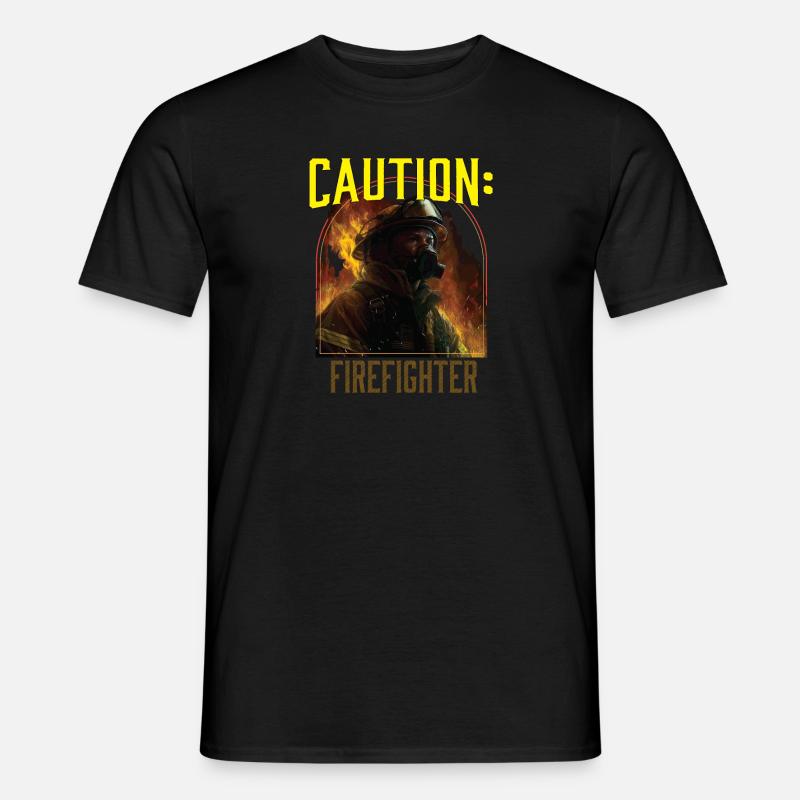 Caution Firefighter Fire Rescue Fireman - Männer T-Shirt - Schwarz
