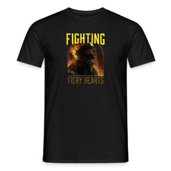 Fighting Fiery Hearts Fire Rescue Firefighting - Men's T-Shirt - black - Front - AI Model Male 178 light (178cm)