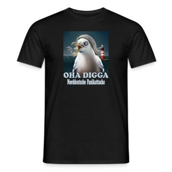 OHA North German panic attack Frisian North Sea - Men's T-Shirt - black - Front - AI Model Male 178 light (178cm)