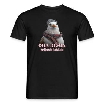 OHA North German panic attack Frisian North Sea - Men's T-Shirt - black - Front - AI Model Male 178 light (178cm)