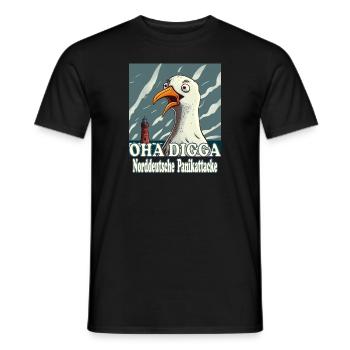 OHA North German panic attack Frisian North Sea - Men's T-Shirt - black - Front - AI Model Male 178 light (178cm)