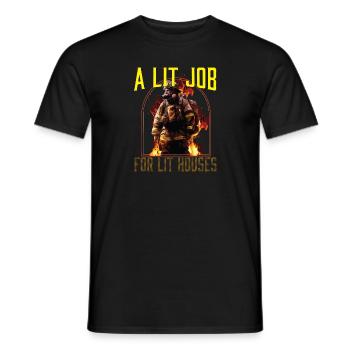 Un travail éclairé pour les pompiers de maisons éclairées - T-shirt homme - noir - Devant - AI Model Male 178 light (178cm)