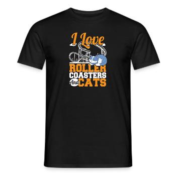J’adore les montagnes russes et les chats Parc à thème Amuseme - T-shirt homme - noir - Devant - AI Model Male 178 light (178cm)