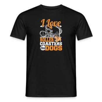 J’adore les montagnes russes et les chiens Parc à thème Amuseme - T-shirt homme - noir - Devant - AI Model Male 178 light (178cm)