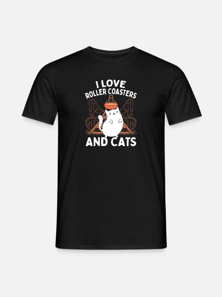 Parc à thème Vacances J’adore les montagnes russes et le chat - T-shirt homme - noir