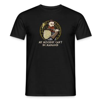 My Mischief Cant Be Managed Mythology Funny Norse - Männer T-Shirt - Schwarz - Vorne - AI Model Male 178 light (178cm)