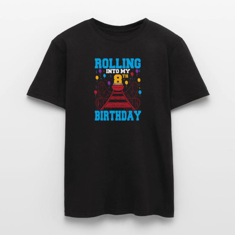 Un garçon de vacances de parc à thème arrive à ma 8e naissance T-shirt homme