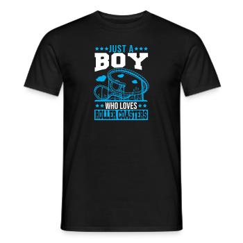 Vacances au parc à thème Just A Boy Who Loves Roller Co - T-shirt homme - noir - Devant - AI Model Male 178 light (178cm)
