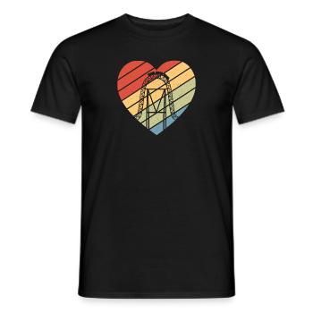 Parc à thème Vacances Retro Heart Roller Coaster - T-shirt homme - noir - Devant - AI Model Male 178 light (178cm)