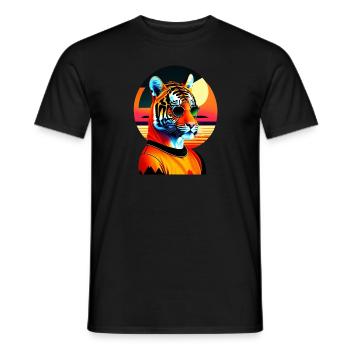 Cooler Tiger trägt Sonnenbrille - Männer T-Shirt - Schwarz - Vorne - AI Model Male 178 light (178cm)