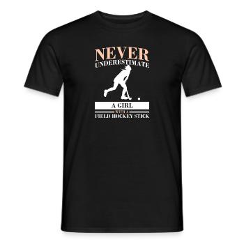 Girl With A Field Hockey Stick Defender Scoring Pl - Men's T-Shirt - black - Front - AI Model Male 178 light (178cm)