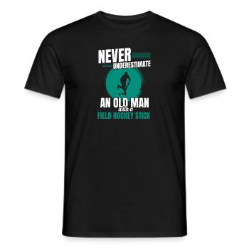 Sports Goalkeeper An Old Man With A Field Hockey S - Men's T-Shirt - black - Front - AI Model Male 178 light (178cm)