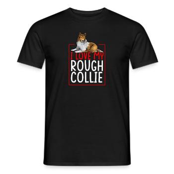 Collie à poil long Collie rugueux Chien - T-shirt homme - noir - Devant - AI Model Male 178 light (178cm)