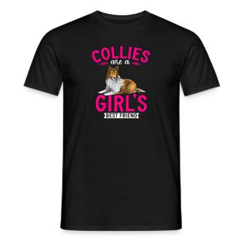 Collie à poil long Collie rugueux Chien - T-shirt homme - noir - Devant - AI Model Male 178 light (178cm)