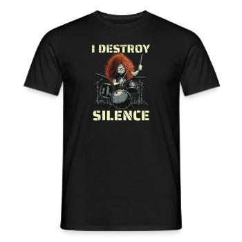 Redhead Drummer I Destroy Silence - Men's T-Shirt - black - Front - AI Model Male 178 light (178cm)