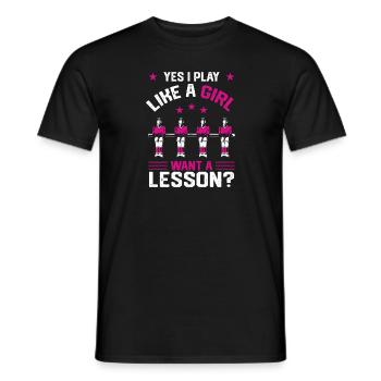 Yes I Play Like A Girl Want A Lesson Foosball Tabl - Men's T-Shirt - black - Front - AI Model Male 178 light (178cm)