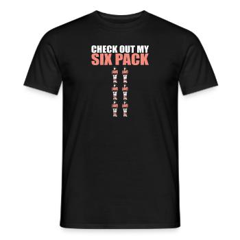 Check Out My Six Pack Funny Table Soccer Foosball - Men's T-Shirt - black - Front - AI Model Male 178 light (178cm)
