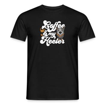 Bouvier australien chien rouge bleu talon - T-shirt homme - noir - Devant - AI Model Male 178 light (178cm)