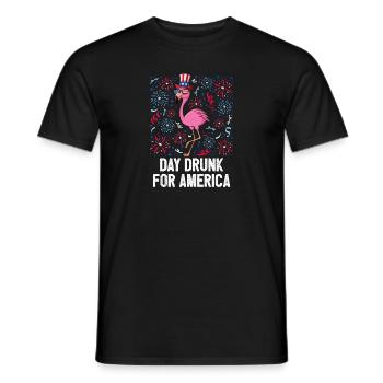 4th Of July Day Drunk Flamingo US Flag Freedom - Männer T-Shirt - Schwarz - Vorne - AI Model Male 178 light (178cm)