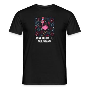 4th Of July Drinking Until I See Stars Flamingo - Männer T-Shirt - Schwarz - Vorne - AI Model Male 178 light (178cm)