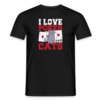 Aces Spades Flop Bluff I Love Poker And Cats Cardg - Men's T-Shirt - black - Front - AI Model Male 178 light (178cm)