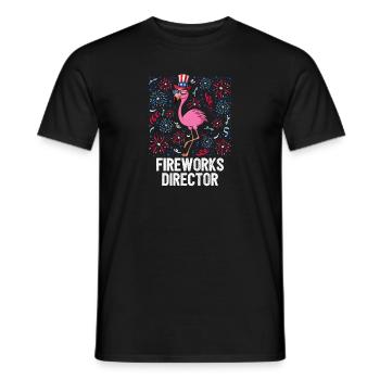4th Of July Fireworks Director Flamingo US Flag - Männer T-Shirt - Schwarz - Vorne - AI Model Male 178 light (178cm)