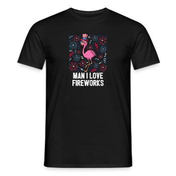4 juillet Man I Love Fireworks Drapeau américain - T-shirt homme - noir - Devant - AI Model Male 178 light (178cm)