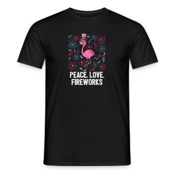 4th Of July Peace Love Fireworks USA Flag Freedom - Männer T-Shirt - Schwarz - Vorne - AI Model Male 178 light (178cm)