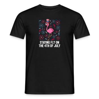 Staying Fly 4th Of July American Flag USA Flamingo - Männer T-Shirt - Schwarz - Vorne - AI Model Male 178 light (178cm)
