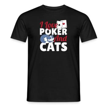 I Love Poker And Cats Aces Spades Bluffing Texas H - Men's T-Shirt - black - Front - AI Model Male 178 light (178cm)