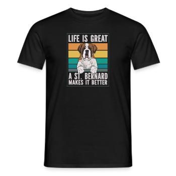 St. Bernard St. Bernard Dog Dog - Men's T-Shirt - black - Front - AI Model Male 178 light (178cm)
