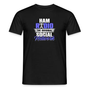 Ham Radio The Original Social Network Signal Frequ - Men's T-Shirt - black - Front - AI Model Male 178 light (178cm)
