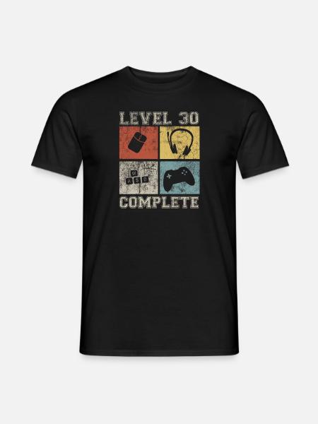 30 Geburtstag Gamer Level 30 complete Vintage - Männer T-Shirt - Schwarz
