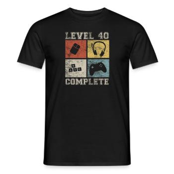 40 Birthday Gamer Niveau 40 Vintage complet - T-shirt homme - noir - Devant - AI Model Male 178 light (178cm)