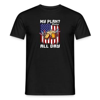 Jour du 4 juillet Ivre Mon plan Boire toute la journée - T-shirt homme - noir - Devant - AI Model Male 178 light (178cm)