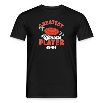 Ultimate Frisbee Wurfscheibe - Männer T-Shirt - Schwarz - Vorne - AI Model Male 178 light (178cm)