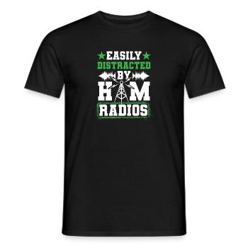 Easily Distracted By Ham Radios Network Network Si - Männer T-Shirt - Schwarz - Vorne - AI Model Male 178 light (178cm)