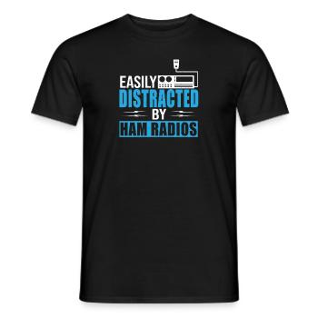 Easily Distracted By Ham Radios Amateur Operator R - Men's T-Shirt - black - Front - AI Model Male 178 light (178cm)