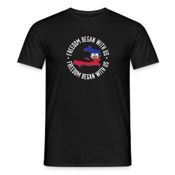 La liberté a commencé avec nous Mois du patrimoine haïtien - T-shirt homme - noir - Devant - AI Model Male 178 light (178cm)