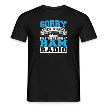 Thinking About My Ham Radio Network Radio Operator - Men's T-Shirt - black - Front - AI Model Male 178 light (178cm)