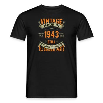 Millésime 1943 Classique Anniversaire 80 ans de force - T-shirt homme - noir - Devant - AI Model Male 178 light (178cm)
