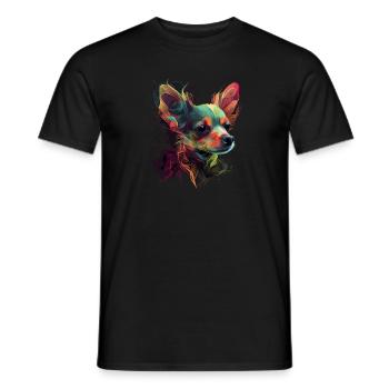 Chihuahua | Peinture abstraite | Couleur | Mignon - T-shirt homme - noir - Devant - AI Model Male 178 light (178cm)