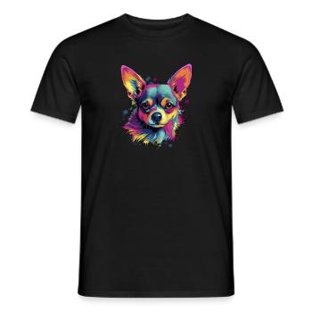 Chihuahua | Abstrakte Malerei | Farbe | Niedlicher - Männer T-Shirt - Schwarz - Vorne - AI Model Male 178 light (178cm)
