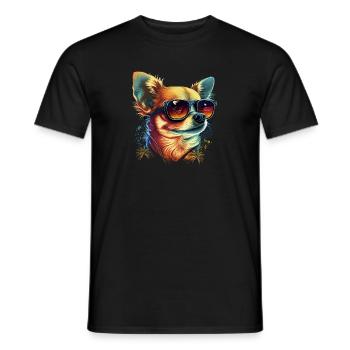Chihuahua | Abstrakte Malerei | Farbe | Niedlicher - Männer T-Shirt - Schwarz - Vorne - AI Model Male 178 light (178cm)