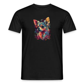 Chihuahua | Abstrakte Malerei | Farbe | Niedlicher - Männer T-Shirt - Schwarz - Vorne - AI Model Male 178 light (178cm)