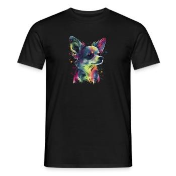 Chihuahua | Abstrakte Malerei | Farbe | Niedlicher - Männer T-Shirt - Schwarz - Vorne - AI Model Male 178 light (178cm)