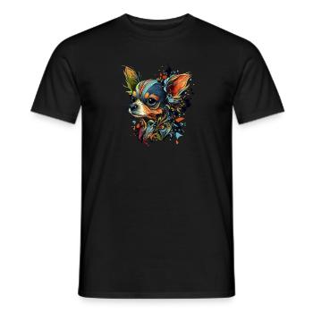 Chihuahua | Abstrakte Malerei | Farbe | Niedlicher - Männer T-Shirt - Schwarz - Vorne - AI Model Male 178 light (178cm)